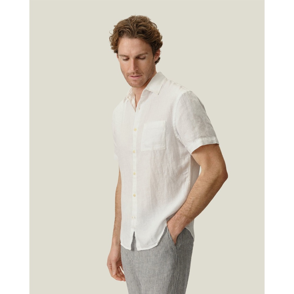 Alex Crane Ola Linen Shirt in Snow Size Smal‎